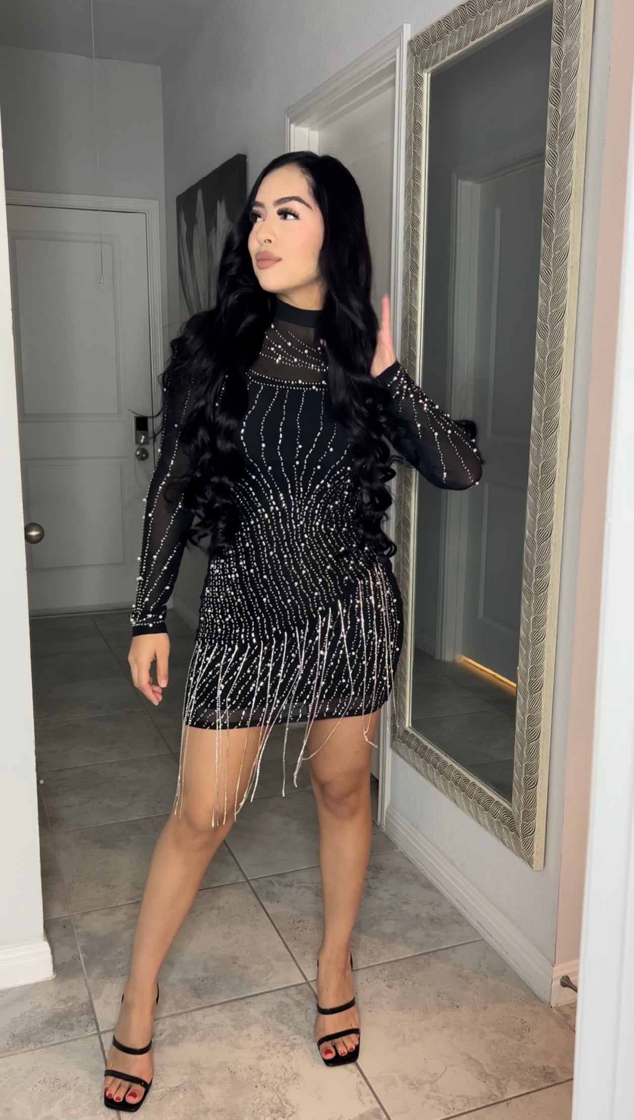 Black Rhinestone Dress