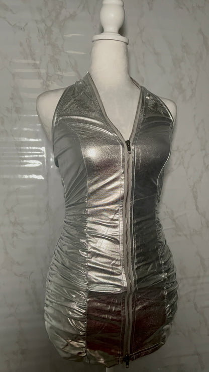 Silver mini dress