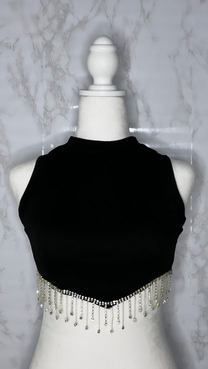 Black Rhinestone Top