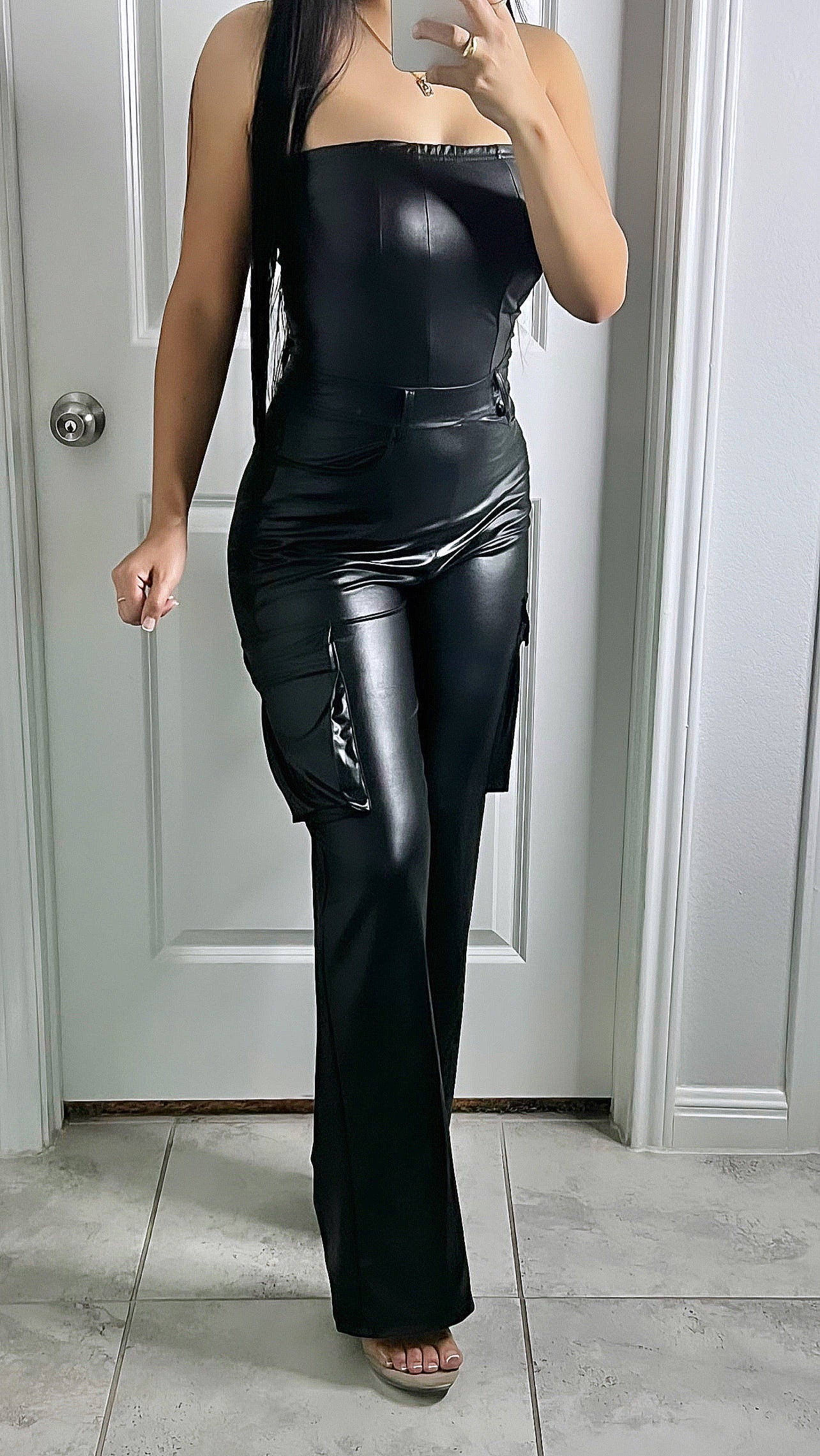 Black Leather Jumpsuit